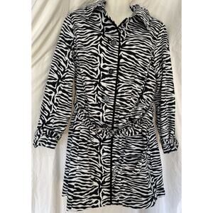 Lane Bryant Trench Coat Women’s Plus 14/16W 3/4 Sleeve Zebra Print Cotton Light